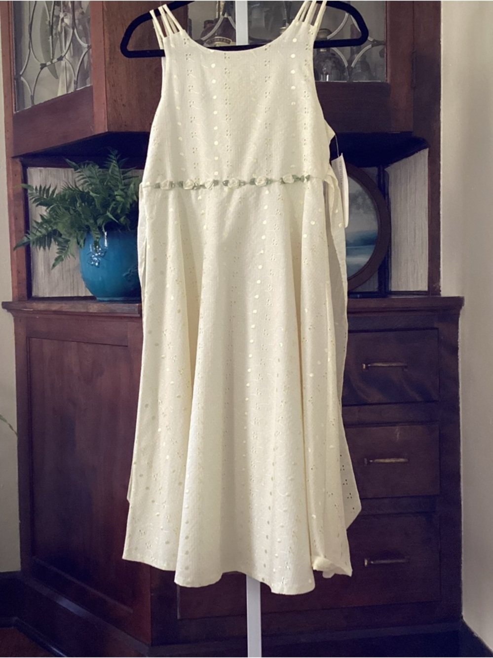 Bonnie Jean Girls Special Occasion Pale Yellow Eyelet Dress Size 14 NWT